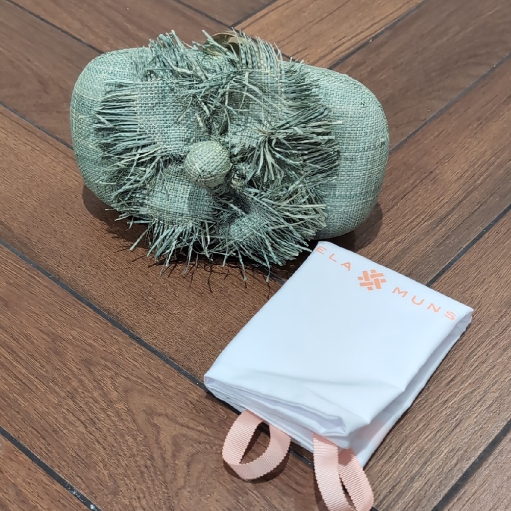 Pamela Munson Fleur Fringe Sea Blue Clutch - Never Used